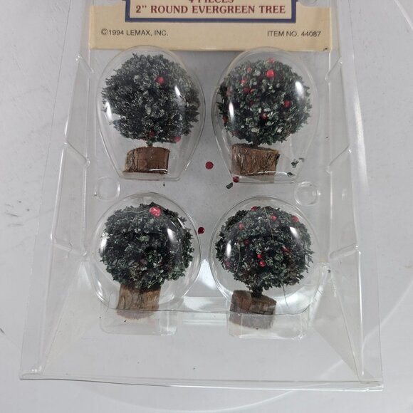 Lemax Village Collection 2" Round Evergreen Tree Set Of 4 - Picture 3 of 6